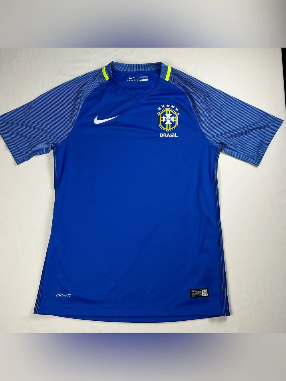 Nike Brazil CBF Brasil National Team Soccer Jersey Shirt Blue Mens Size Small